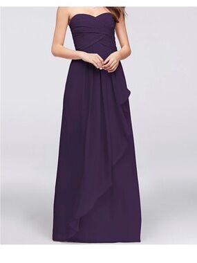 David’s bridal Strapless Purple Chiffon Evening Gown
